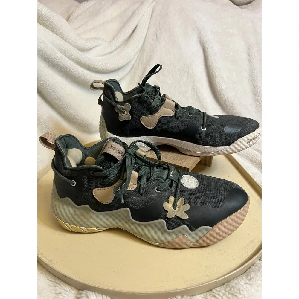 Adidas Harden Vol 6 Green Oxide Monogram Yellow Linen GW9032 Mens 10.5
